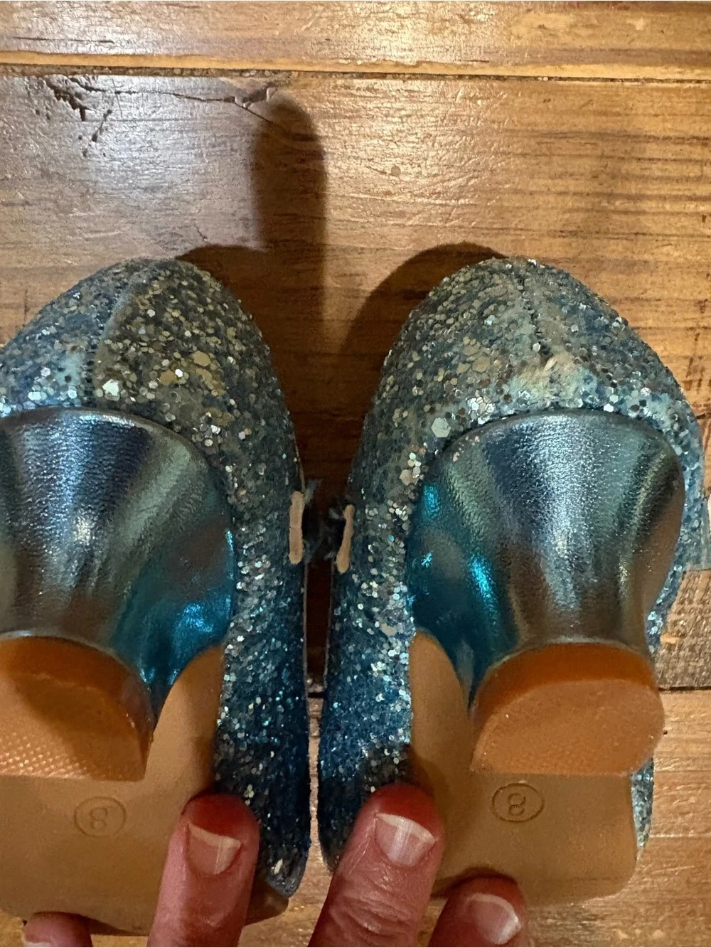 Glitter Bow Mary Jane Dress Shoes for Girls in Teal Blue